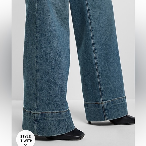 NWT Express Wide Leg High Waist Jeans sz 4 short - Picture 4 of 14